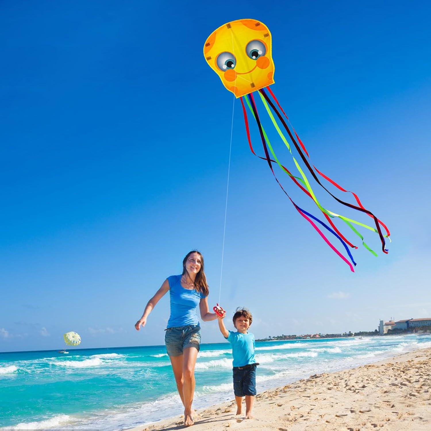 3-Pack Cartoon Octopus Kite for Kids and Adults - Easy-to-Fly Outdoor Activity Toy