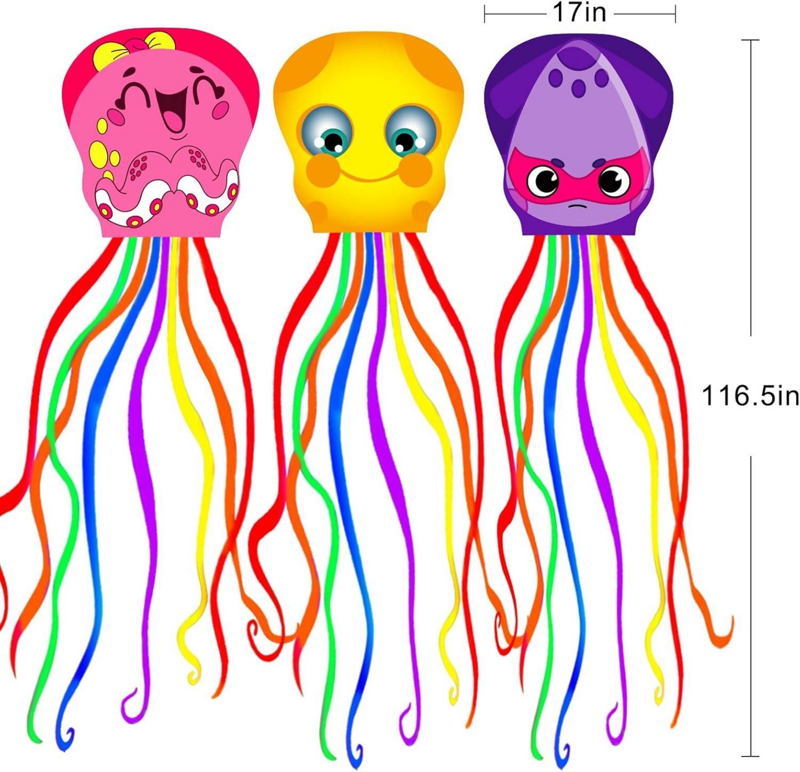Cartoon Octopus Kite 3-Pack for Kids and Adults - Easy-to-Fly Outdoor