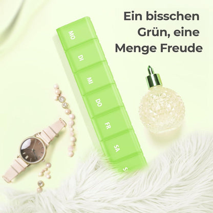 Wochen Pillendose 7 Tage Medikamentenbox transparentes Material Grün