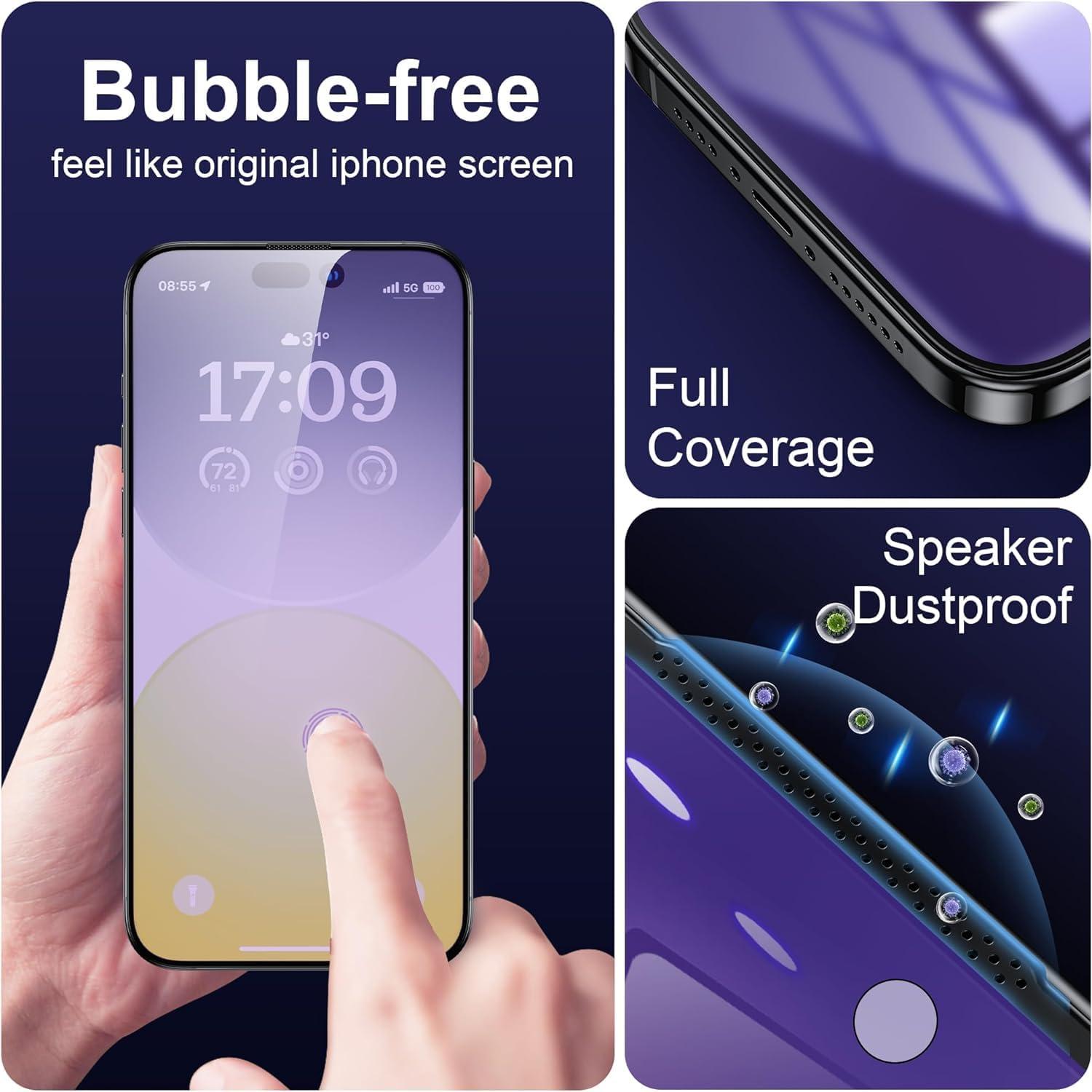 WSKEN iPhone 15/16 Sichtschutz Schutzfolie HD-Klar Panzerfolie 2 Stk