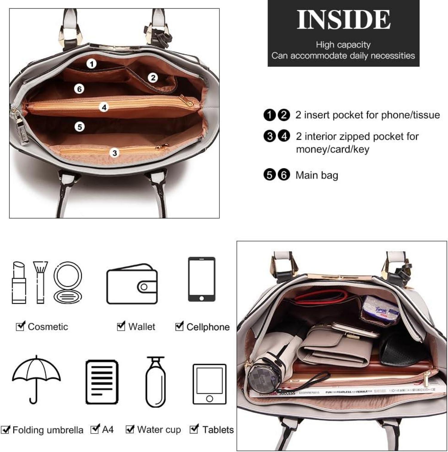 Damen Handtasche V-förmiges Design Kunstleder Grau