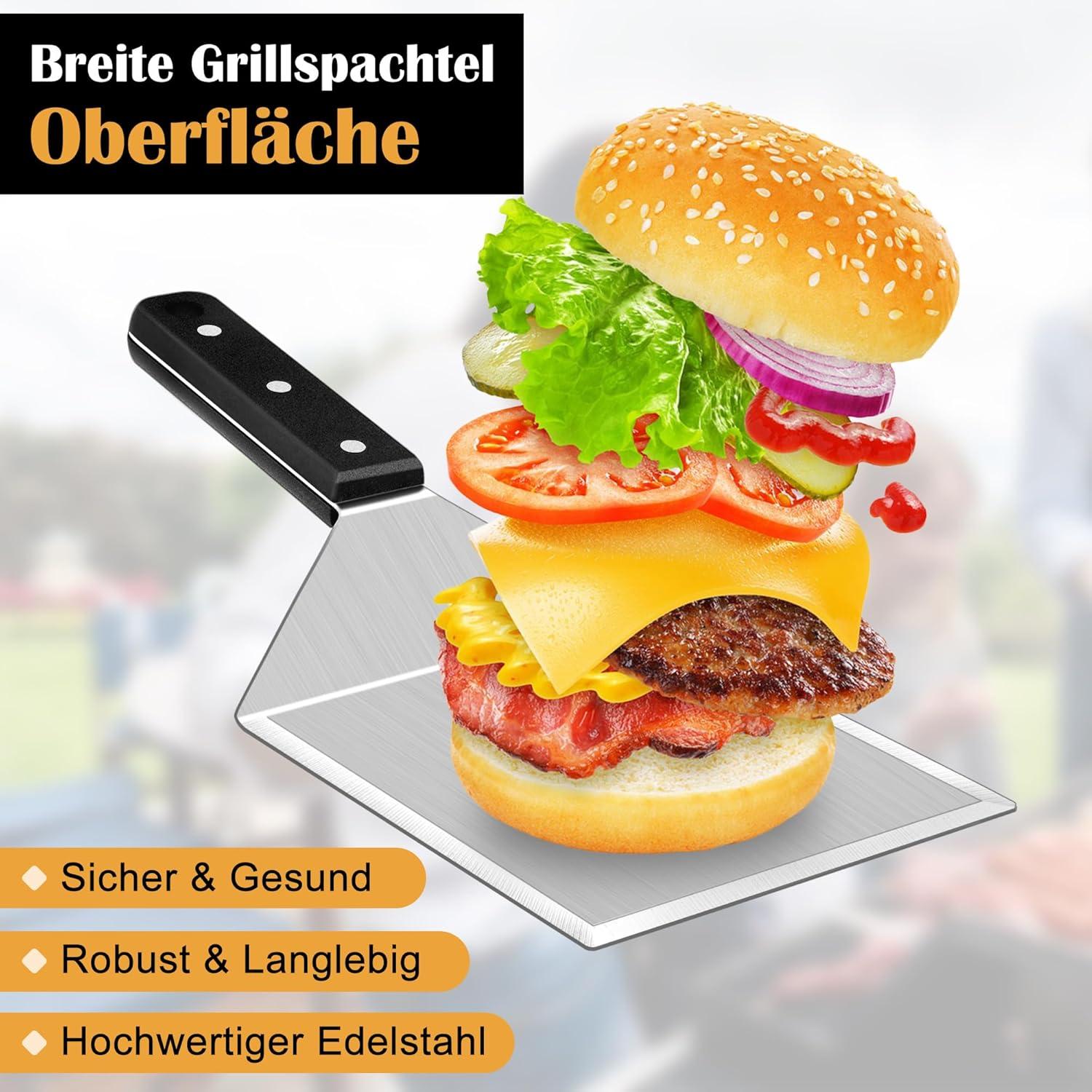 Grillspachtel Edelstahl Plancha Spachtel ABS-Kunststoffgriff