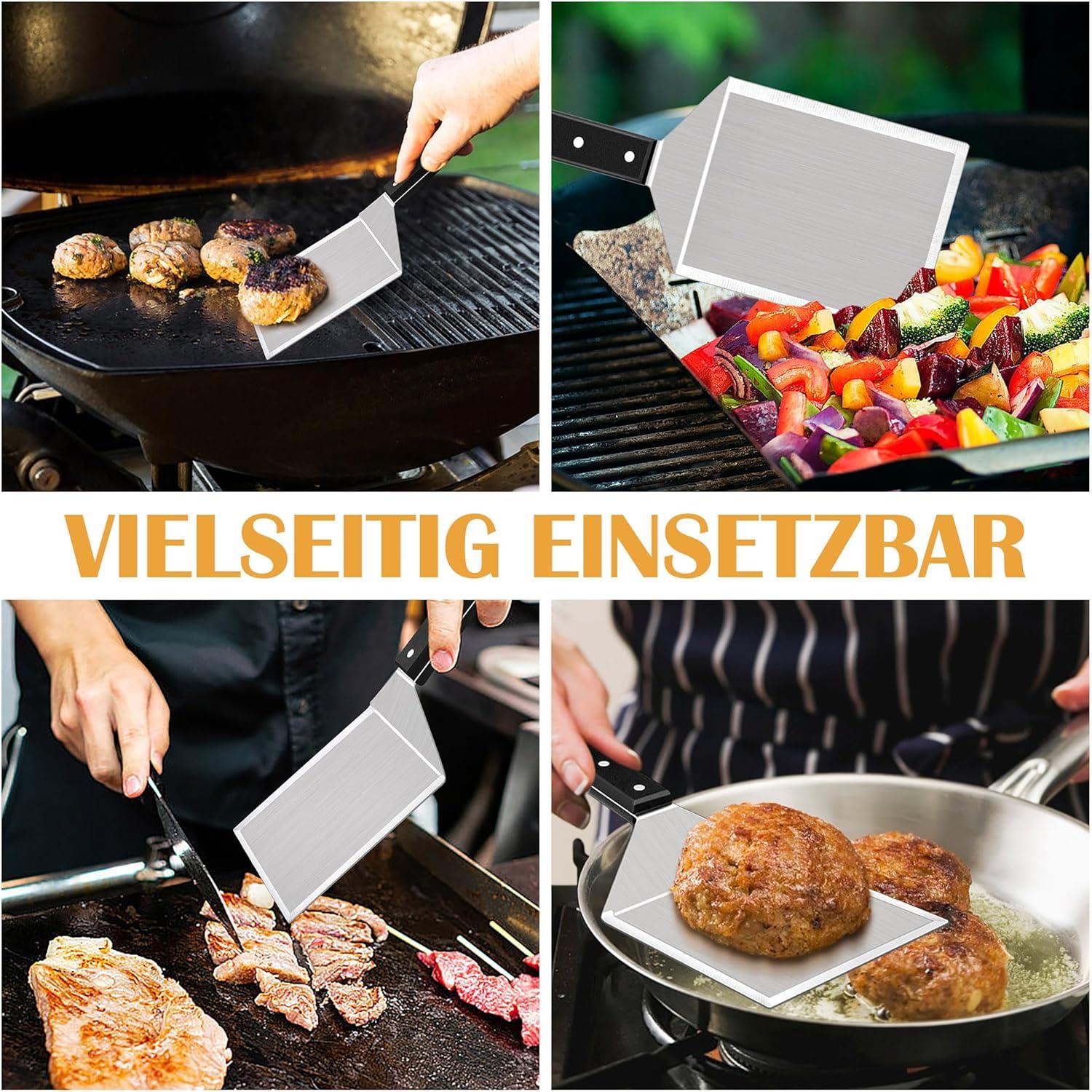 Grillspachtel Edelstahl Plancha Spachtel Smash Burger Grillwender BBQ Teppanyaki