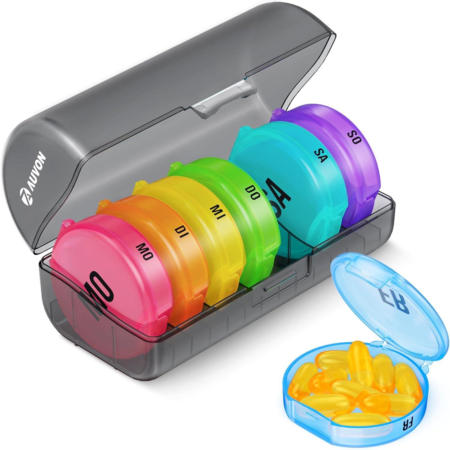 Tablettenbox 7 Tage Pillendose mit Separaten Fächern 180° Befüllbar