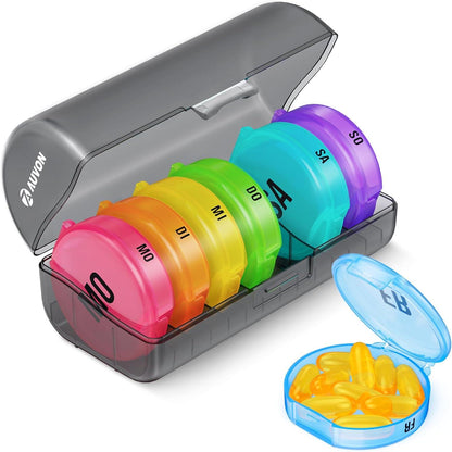 Tablettenbox 7 Tage Pillendose mit Separaten Fächern 180° Befüllbar