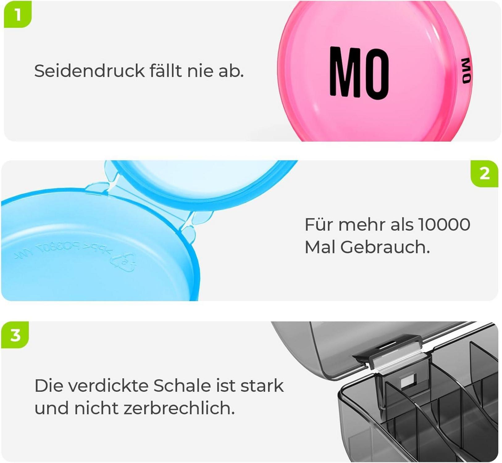 Tablettenbox 7 Tage Pillendose mit Großen Fächern BPA-frei