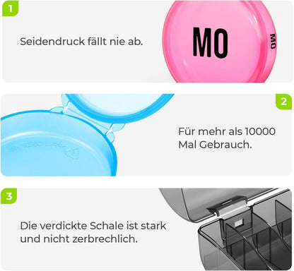 Tablettenbox 7 Tage Pillendose mit Großen Fächern BPA-frei