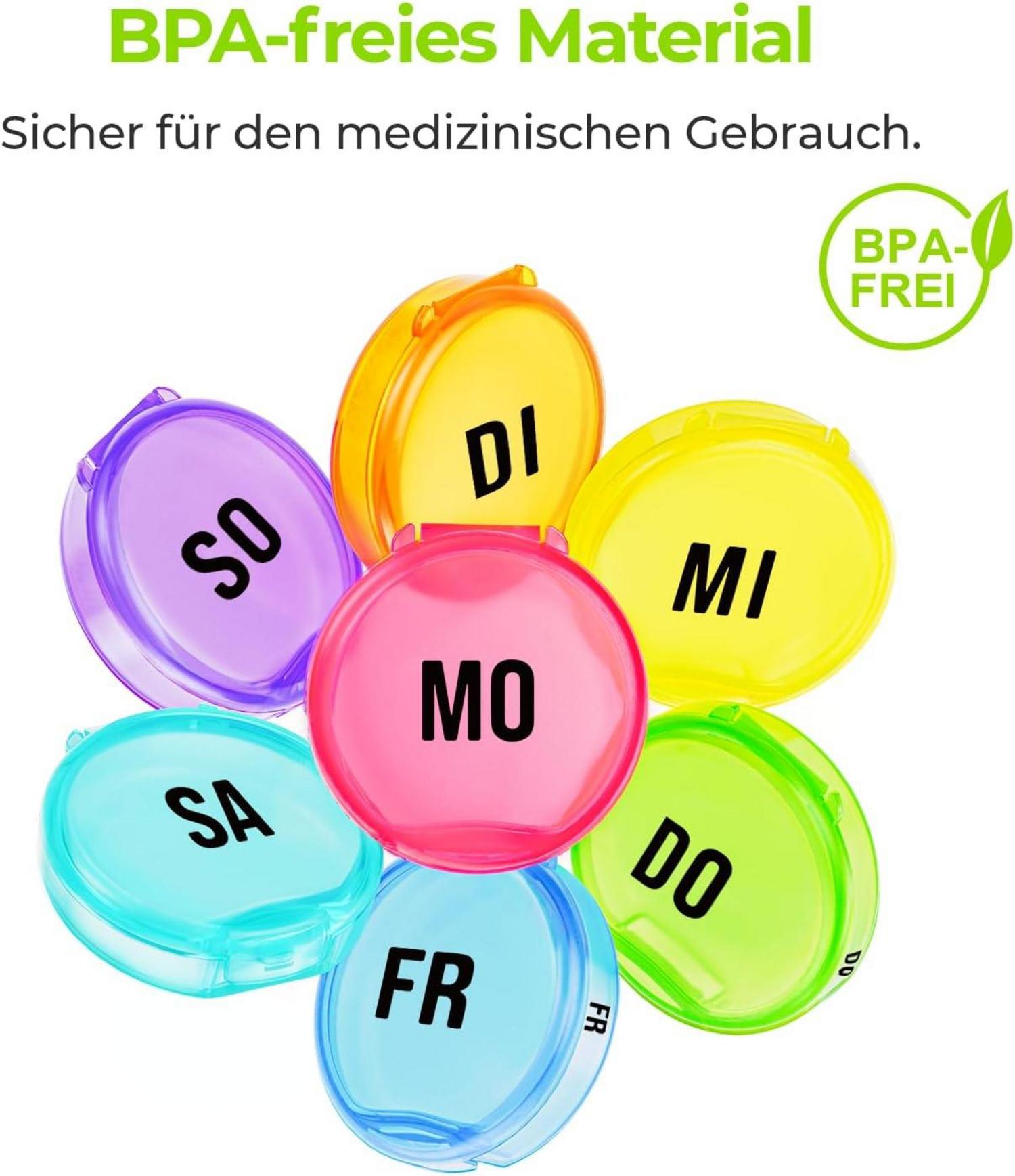 Tablettenbox 7 Tage Pillendose mit Großen Fächern Ergonomisches Design