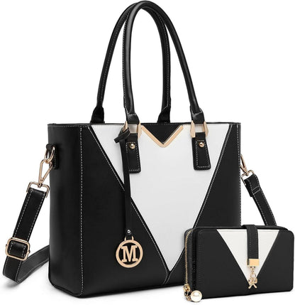 Damen Handtasche Schwarz V-förmiges Design mit abnehmbarem