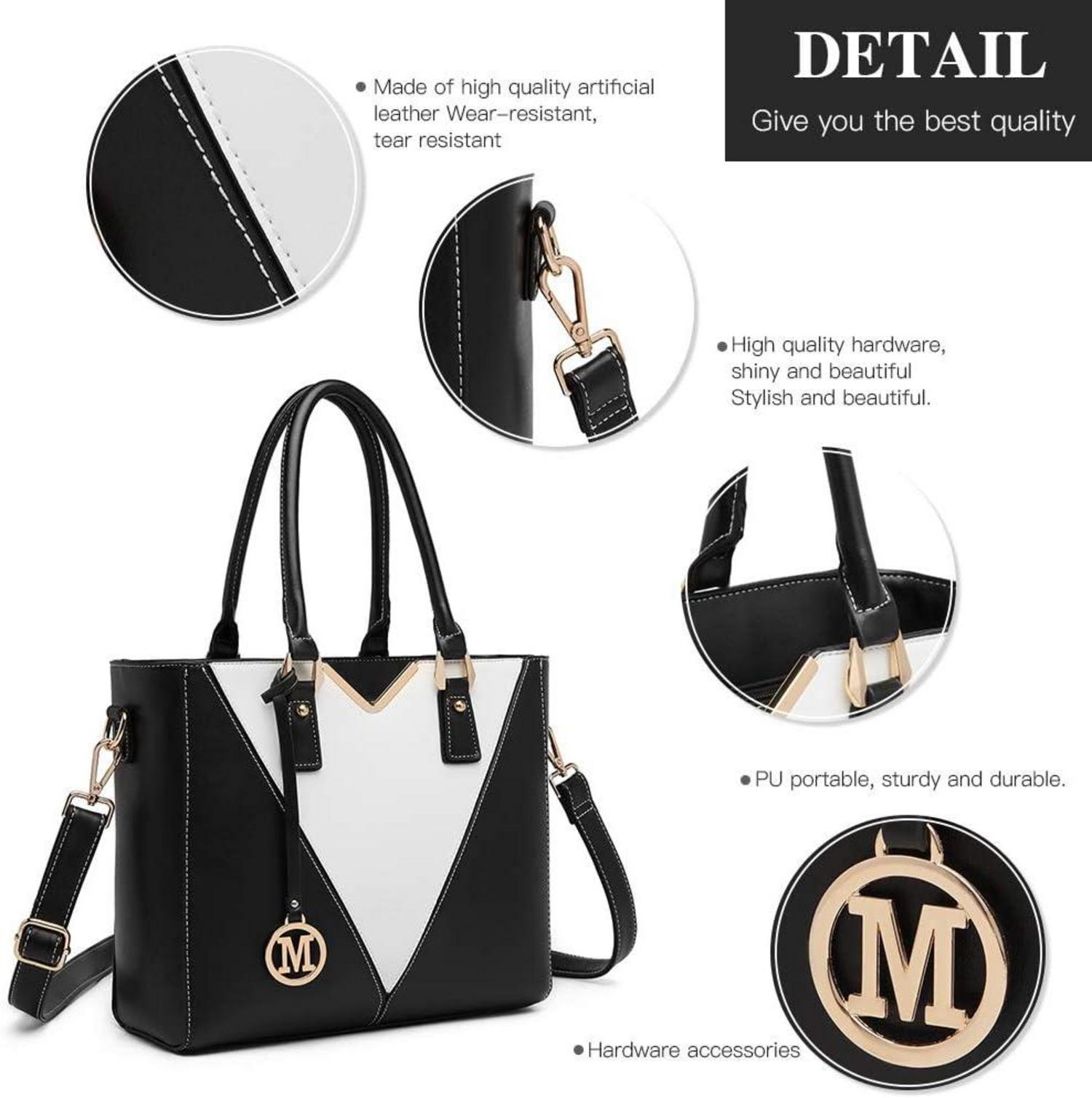 Miss Lulu Handtasche Damen V-förmig Schwarz mit abnehmbarem Schultergurt