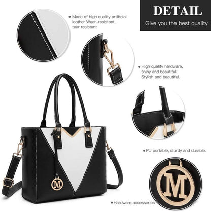 Miss Lulu Handtasche Damen V-förmig Schwarz mit abnehmbarem Schultergurt