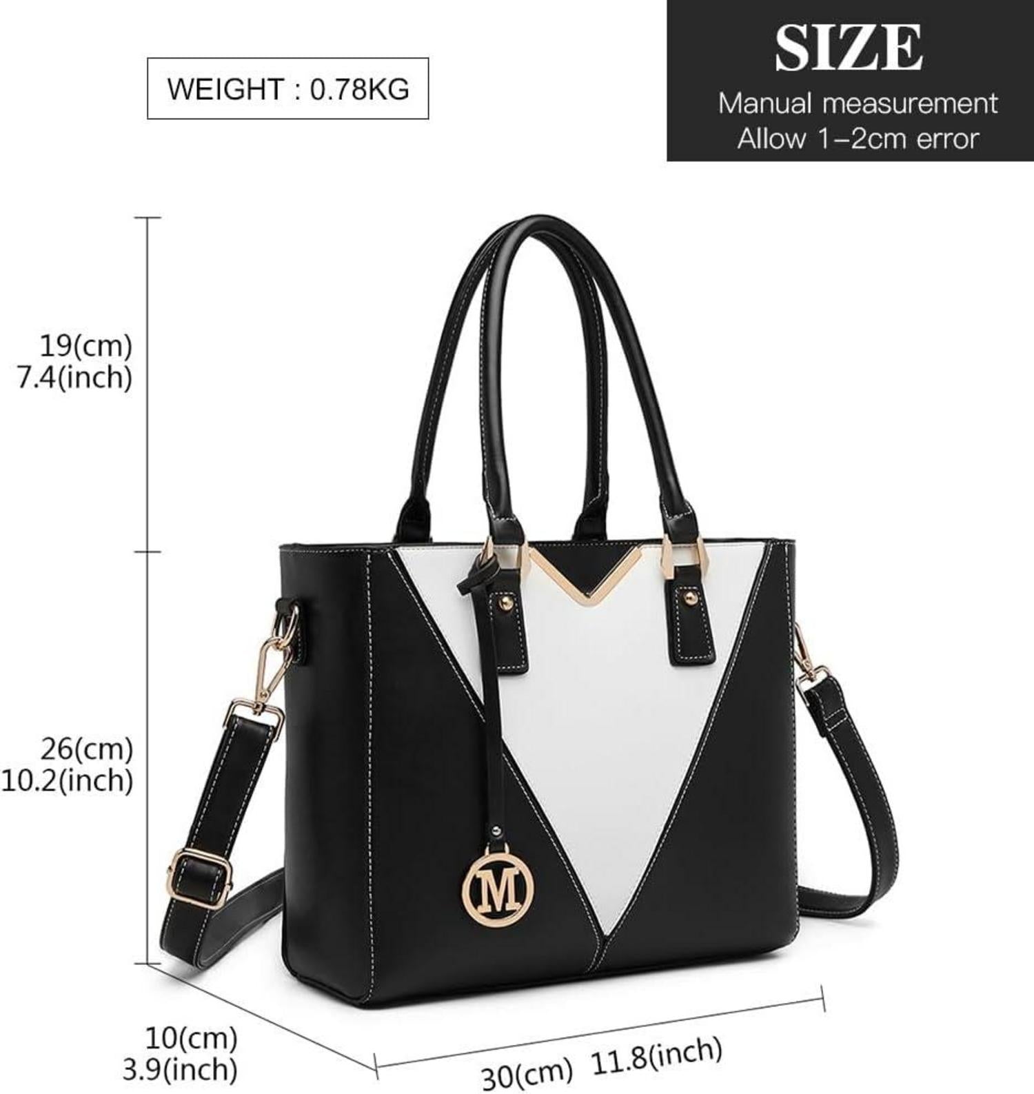 Damen Handtasche Schultertasche Shopper Schwarz Ledertasche Set
