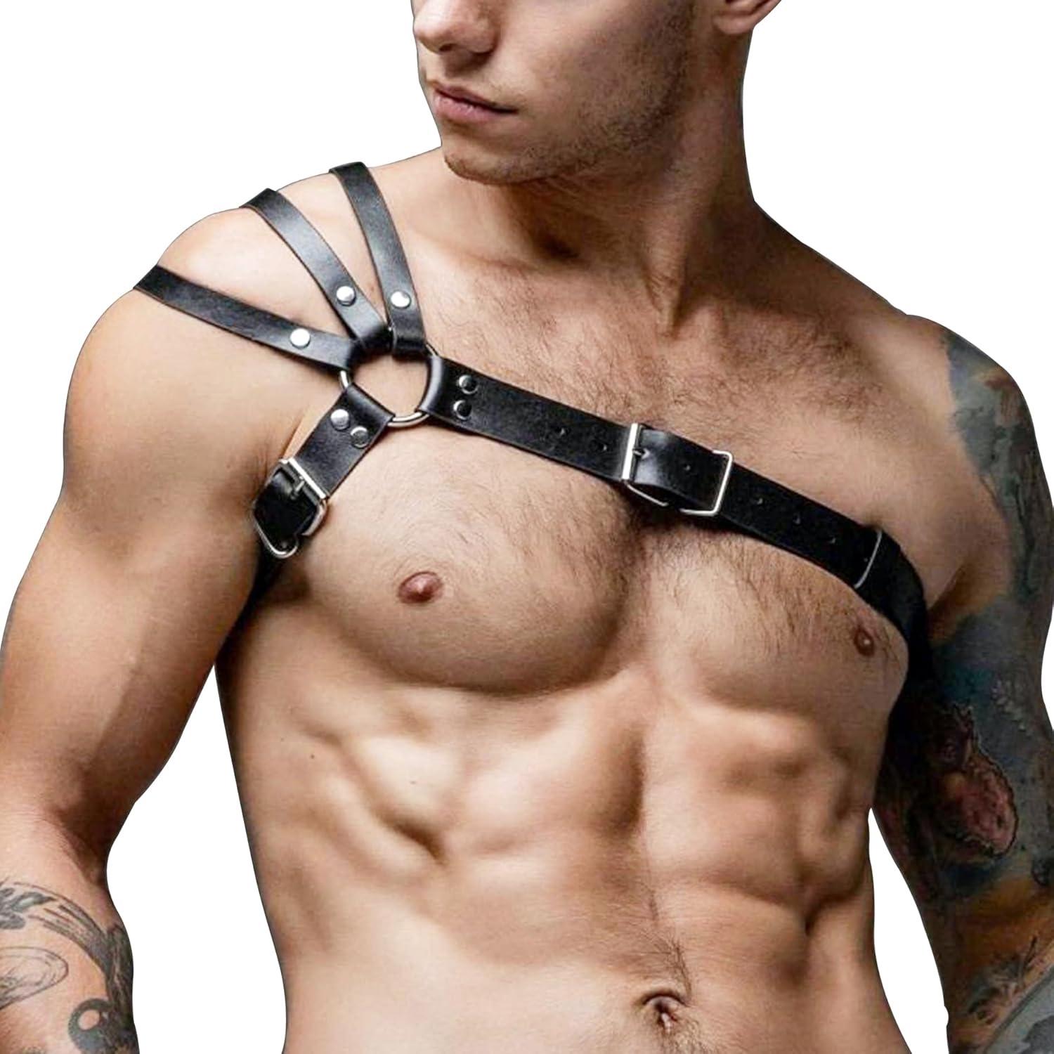 Herren Leder Body Brust Harness Sexy Fetisch Männer Haltungsschulter