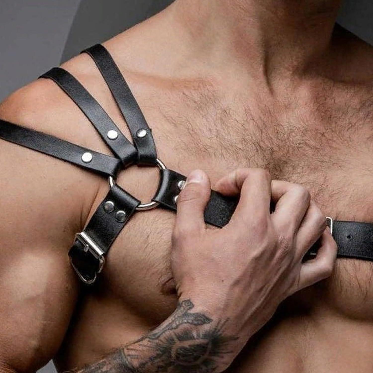 Herren Leder Body Brust Harness Sexy Fetisch Männer Haltungsschulter