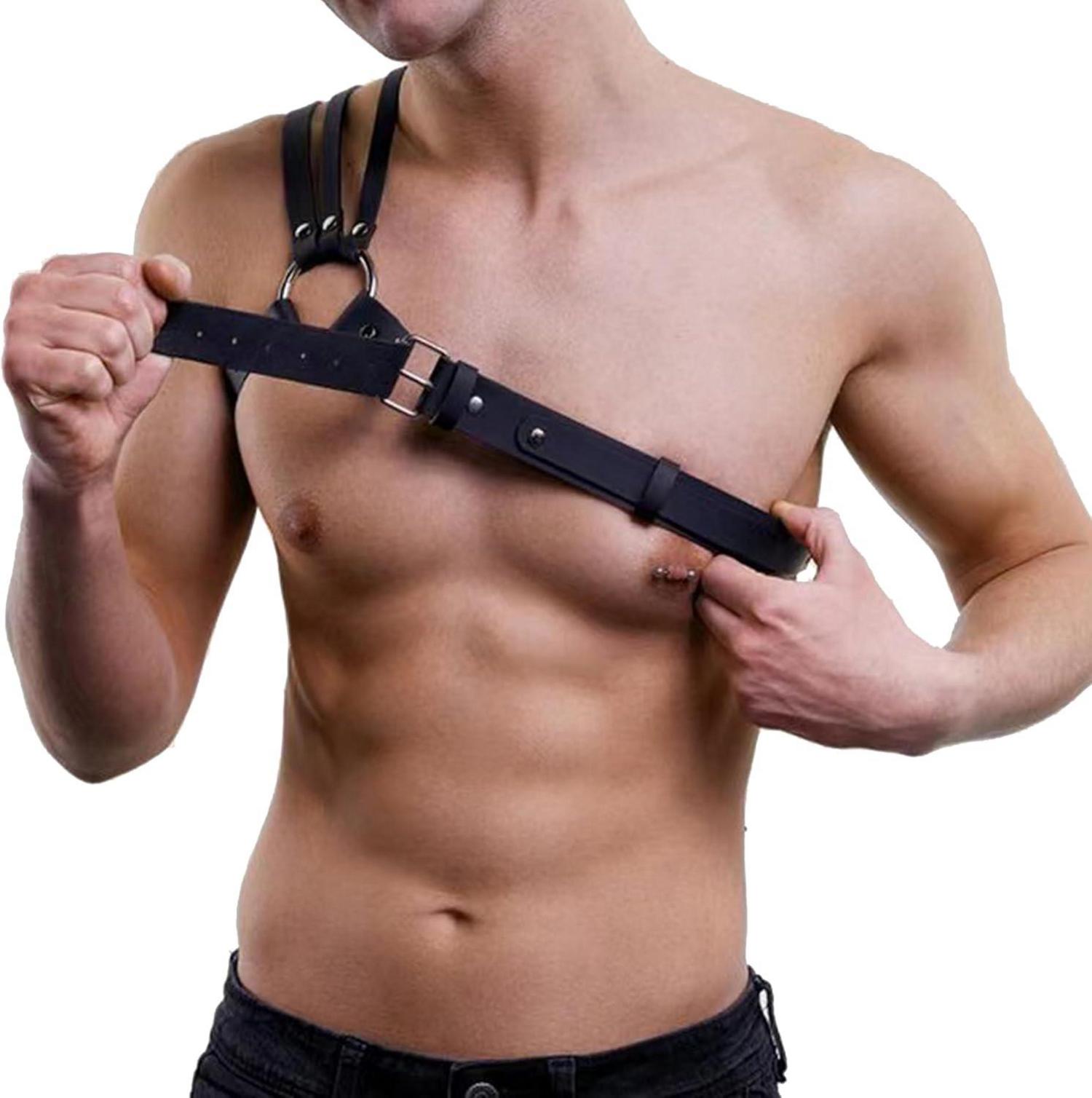 Herren Leder Body Brust Harness Männer Leder Sexy Unterwäsche Fetisch