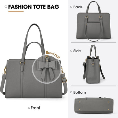 Handtasche Damen Schwarz Große Laptoptasche 15.6 Zoll PU Leder