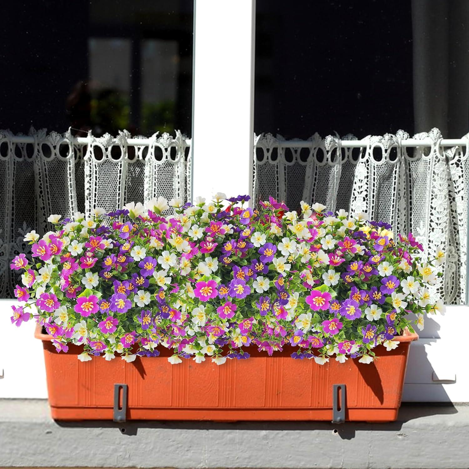 6er Set Künstliche Blumen Balkon Wetterfest UV-beständig 35cm
