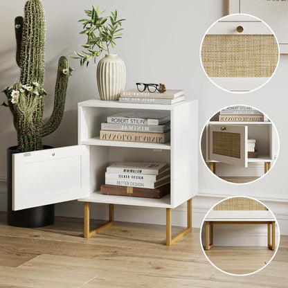 Nachttisch Rattan moderner Boho Bauernhaus Holz