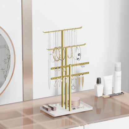 Schmuck Organizer Schmuckständer 37cm 4 Ebenen Aufbewahrung Gold