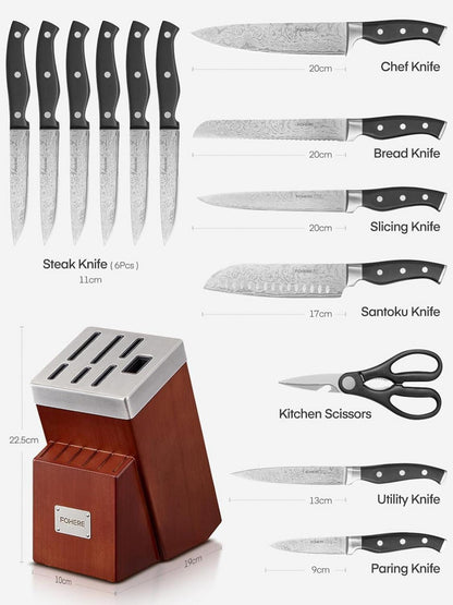 Selbstschärfendes Messerblock Set 14-teilig Edelstahl Ergonomisch