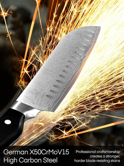 Messerblock mit Selbstschärfender Messer, 14-teiliges Edelstahl Messerset, Profi Küchenmesser Set, Ergonomischer Griff