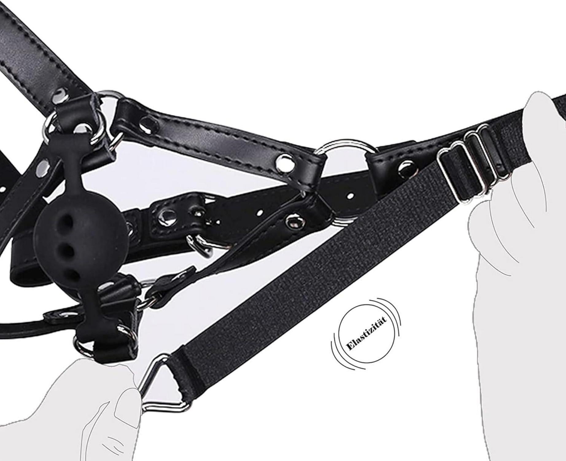 BDSM Kopf Harness Silikon Gag-Ball Nasenhaken Set