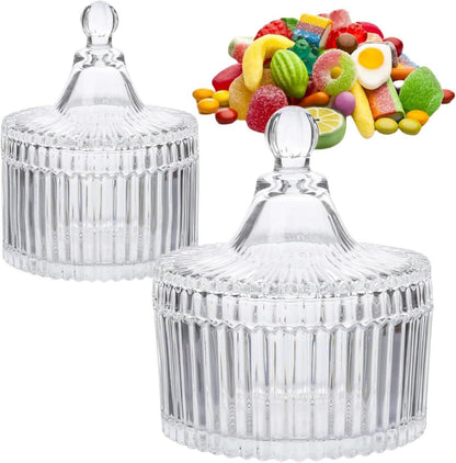 Kristall Bonbonglas Set Deckel Transparent Vintage 100ml 300ml
