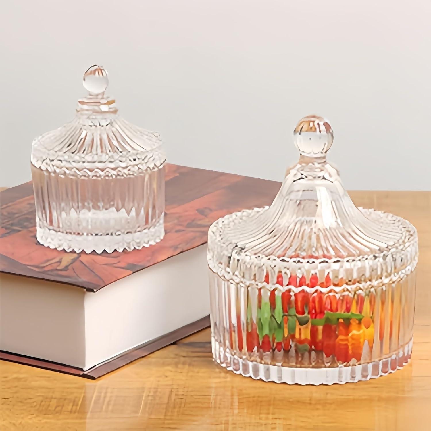 Bakiauli Kristall Bonbonglas Set Vintage Glasbehälter Hochzeit 100ml+300ml