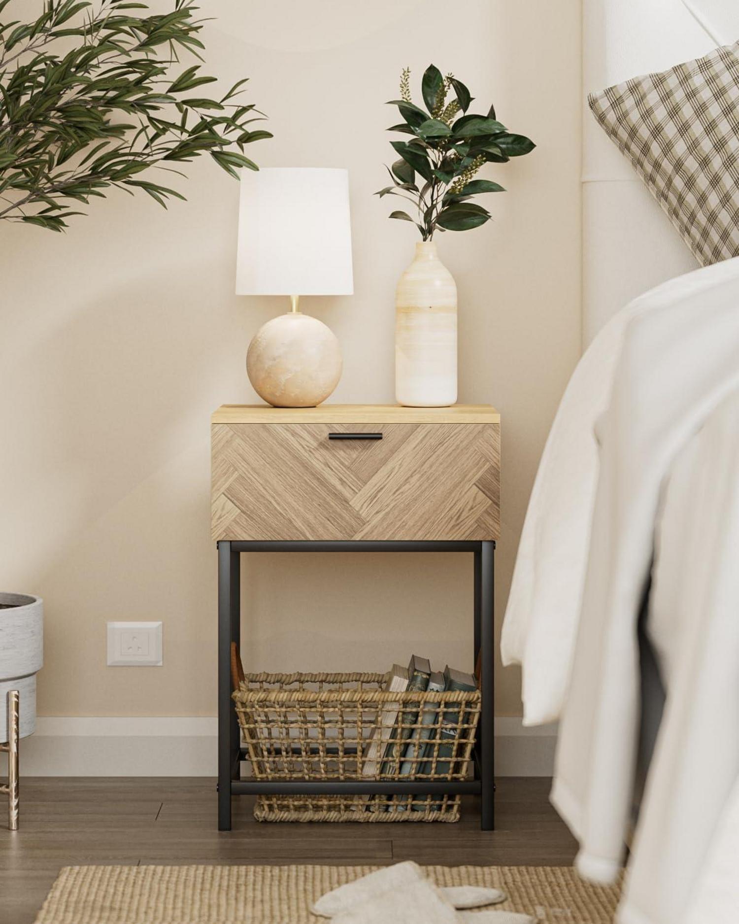 Nachttisch Braun MDF Holzplatte modernes Design