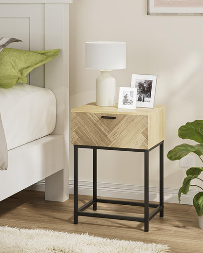 HEYZOEY Nachttisch Braun Holzoptik Ablagefach modern
