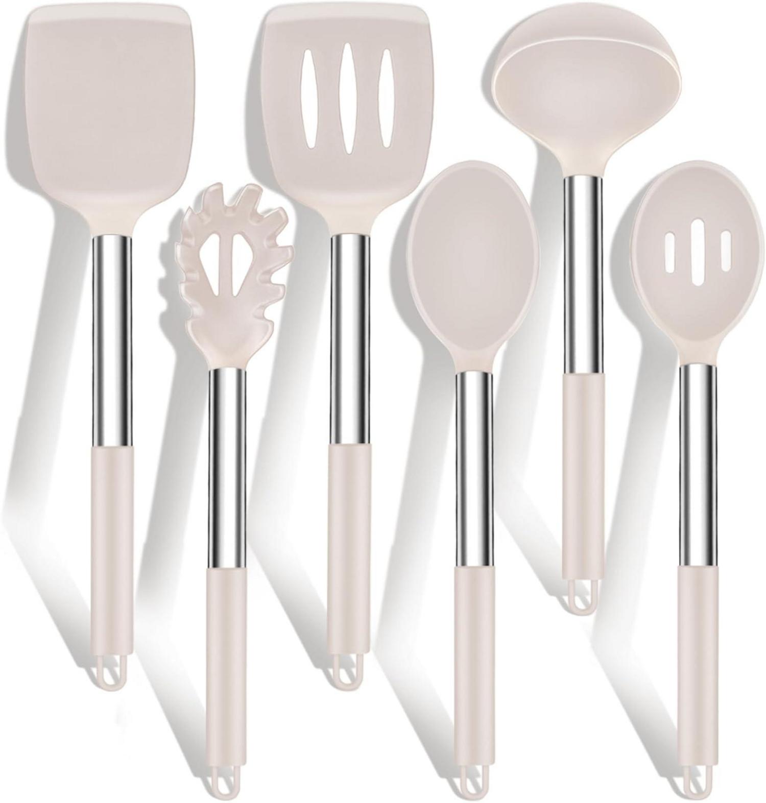 Silikon Küchenhelfer Set 6-teilig Edelstahlgriff Antihaft
