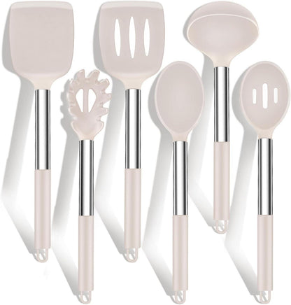 Silikon Küchenhelfer Set 6-teilig Edelstahlgriff Antihaft