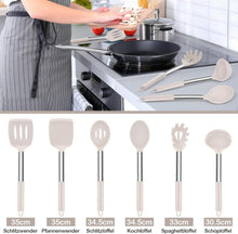 Silikon Küchenhelfer Set 6-teilig Edelstahlgriff Khaki