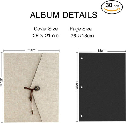YILEEY Scrapbook Schwarz Fotoalbum Leinen Groß Nachfüllbar