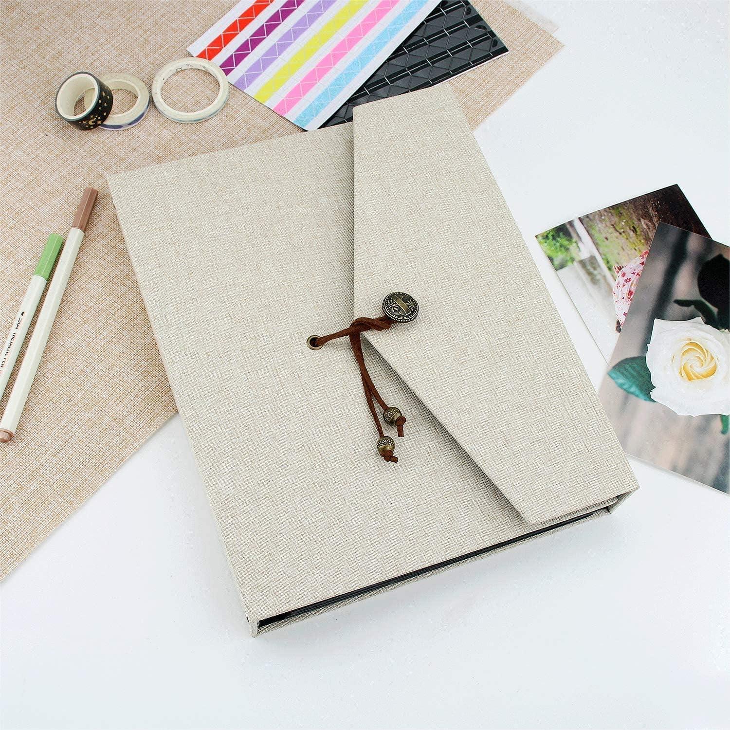 YILEEY Schwarze Seiten Fotoalbum Selbstgestalten Scrapbook Groß Leinen