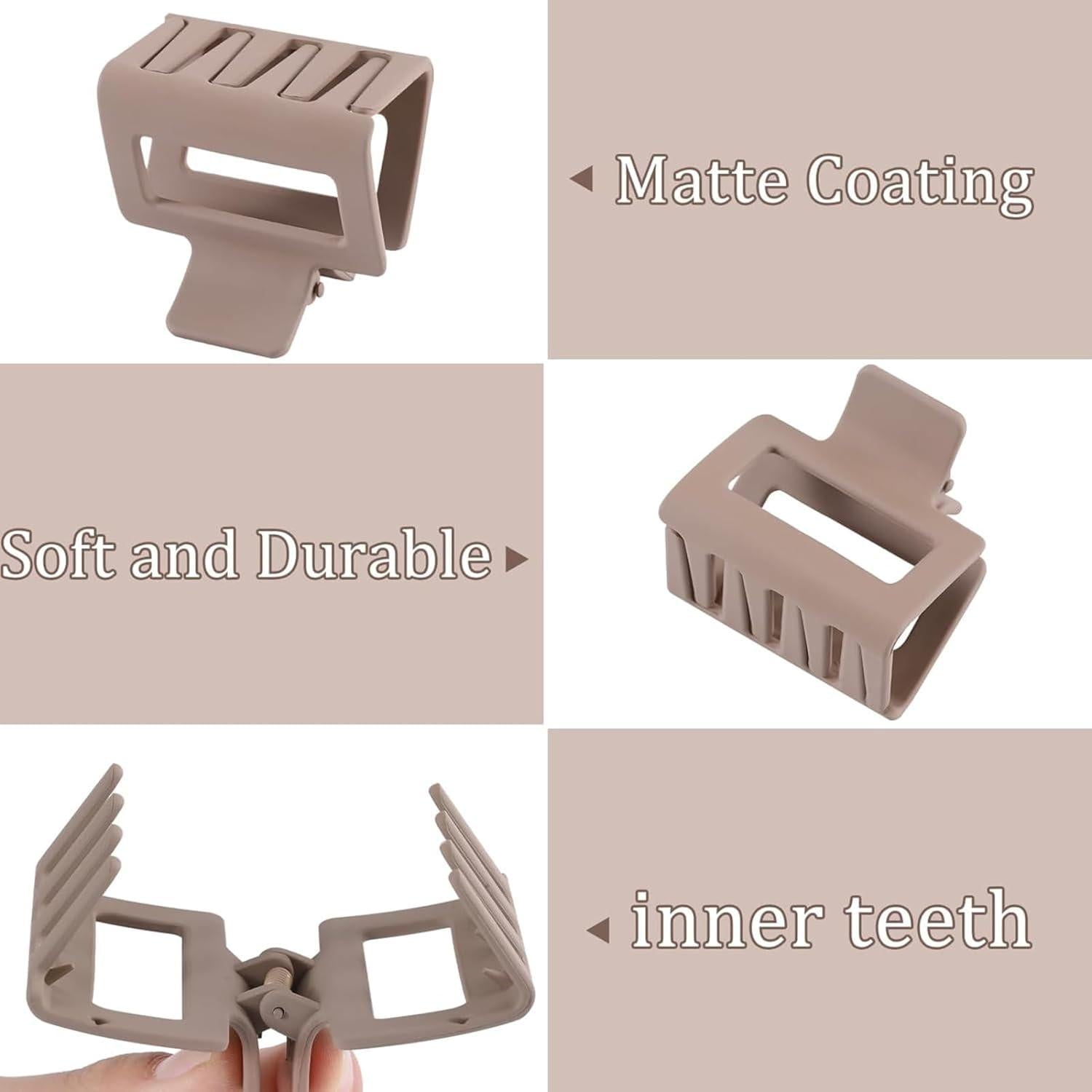 8er Set Kleine Matte Haarspangen für Dünnes Haar, Zweireihige Zähne, 4cm, Natürliche Farben