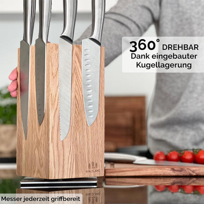 Drehbarer Magnetischer Messerblock aus Eichenholz