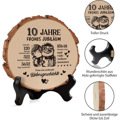 10. Hochzeitstag Geschenk Holzplakette - Rosenhochzeit