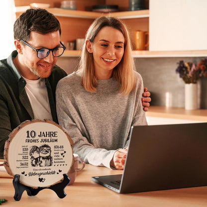 10. Hochzeitstag Geschenk Holzplakette - Rosenhochzeit