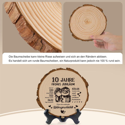 10. Hochzeitstag Geschenk Holzplakette - Rosenhochzeit