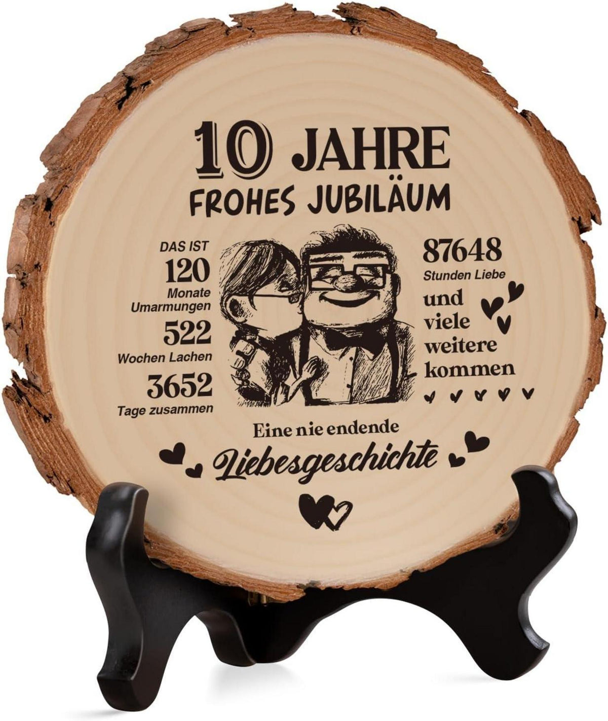 Geschenk zum 10. Hochzeitstag Holzdekoration liebevolles