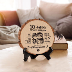 Holzplakette 10 Hochzeitstag Geschenk für Männer - Rosenhochzeit Dekoration