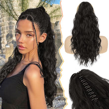 Lockige Pferdeschwanzverlängerung Schwarz Braun 45 cm, Synthetische