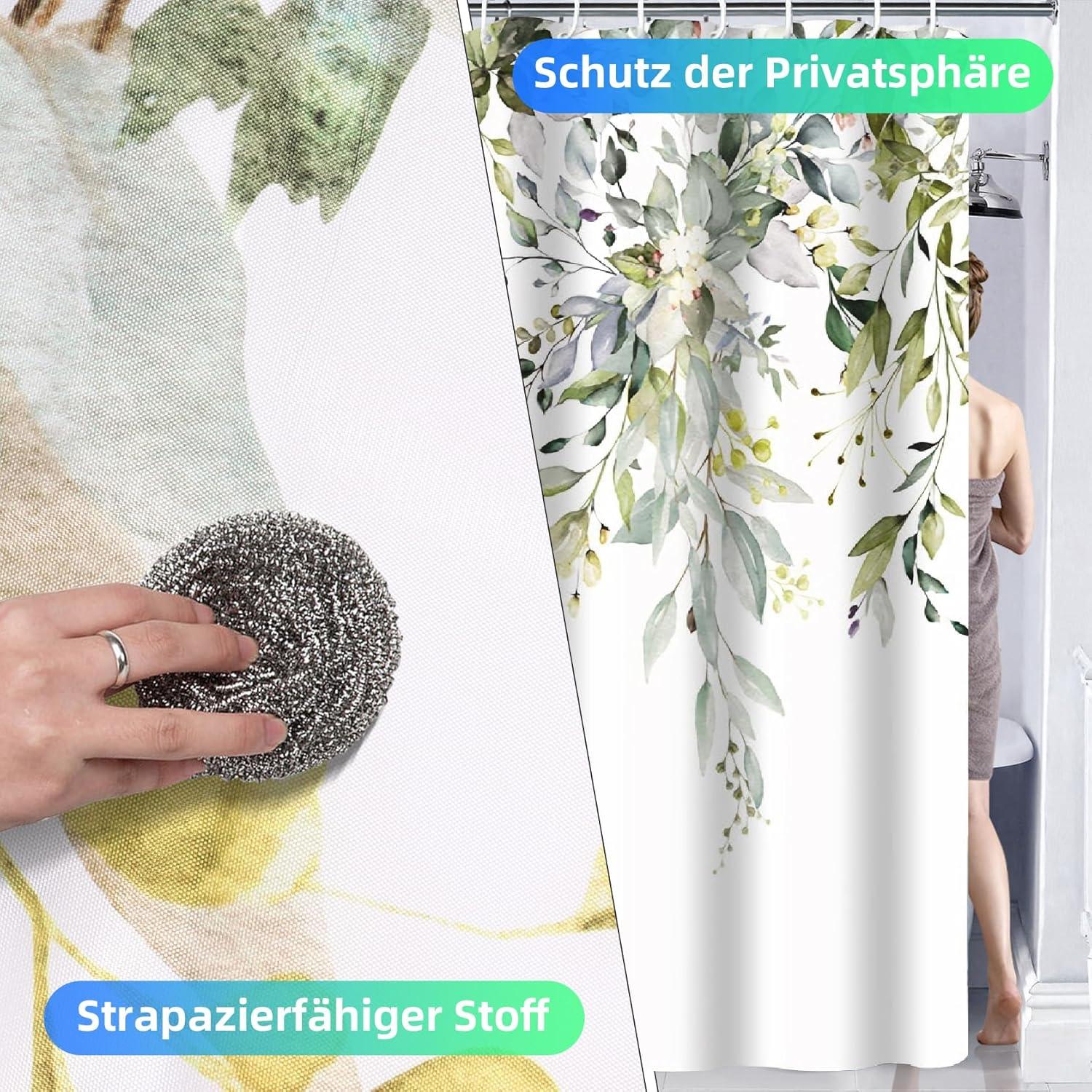 Duschvorhang 200x240cm Anti-schimmel Wasserdicht Grüne Pflanzen
