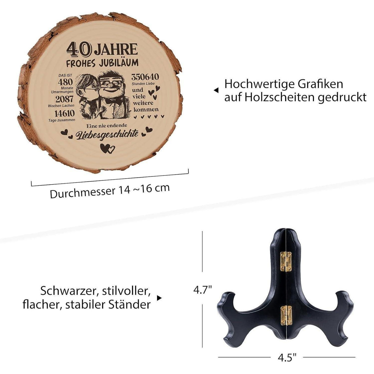 Holzschild 40. Hochzeitstag Geschenk für Paare