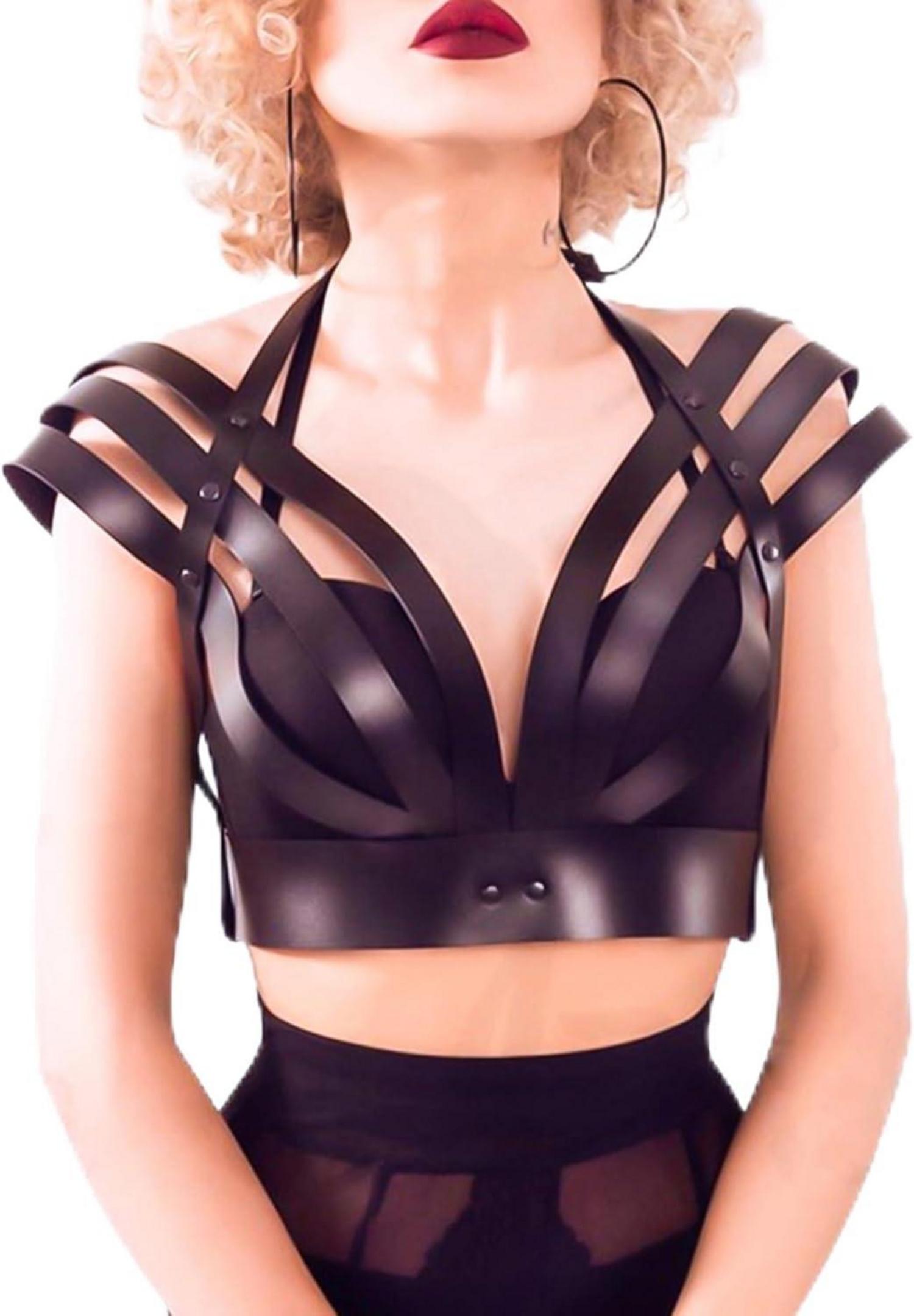 Punk Leder Harness Brustgurte Damen Gothic Dessous Bondage