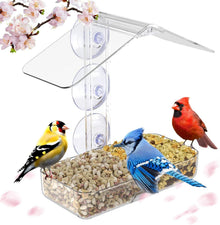 Vogelfutterstation mit starken Saugnäpfen für draußen, klares