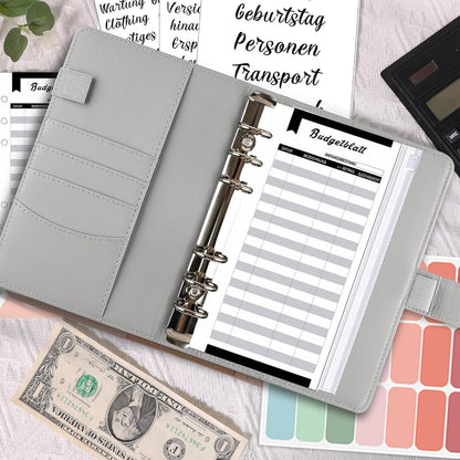 A6 Binder Budget Planner Deutsch: Geld Organizer Sparbuch Reisen Tagebuch Geschenk