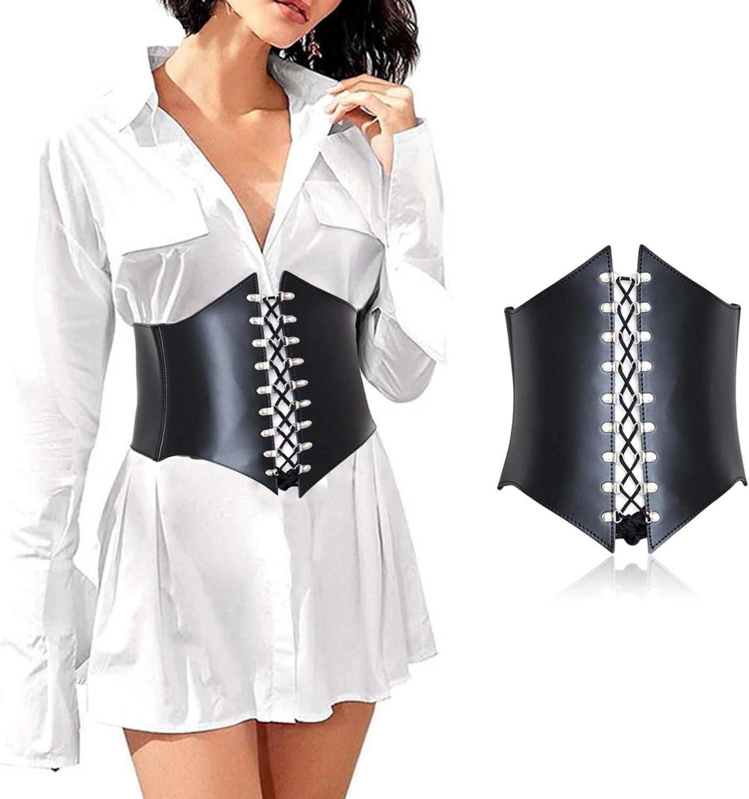 Damen Leder Schnürkorsett Gothic Vintage Body Bondage Erotische