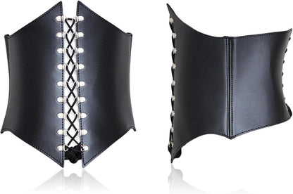 Damen Gothic Vintage Kunstleder Korsett Schnürung Fetisch